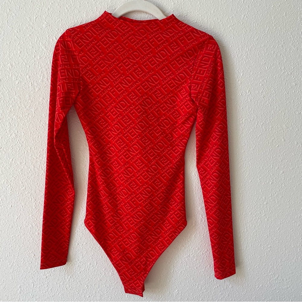 Fendi x SKIMS Mock Neck Long Sleeve Bodysuit Georgia Size Small Logo Designer
